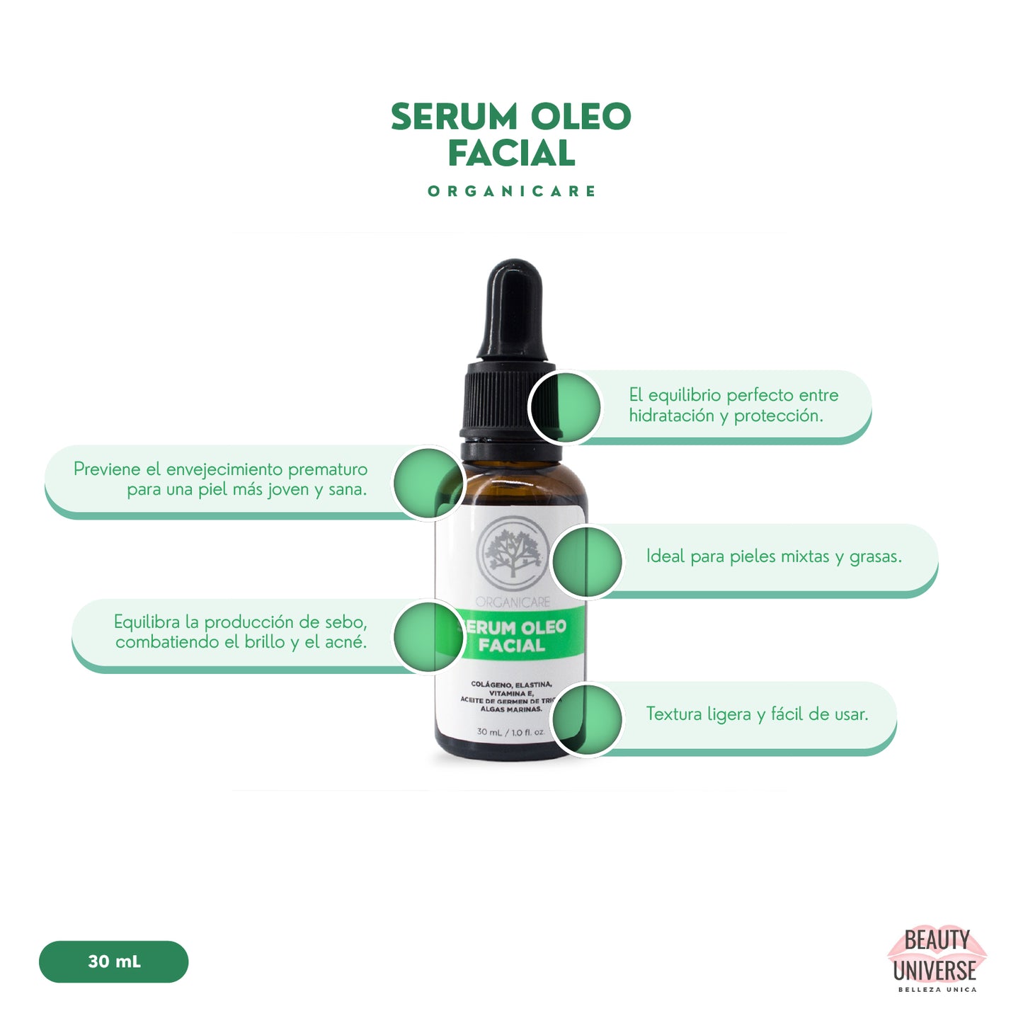 Sérum Óleo Facial con Colágeno y Extracto de Semilla de Uva