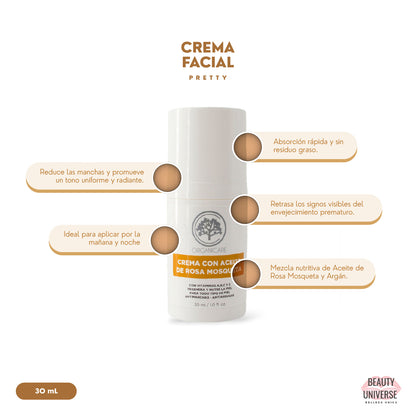 Crema Facial con Aceite de Rosa Mosqueta y Argán