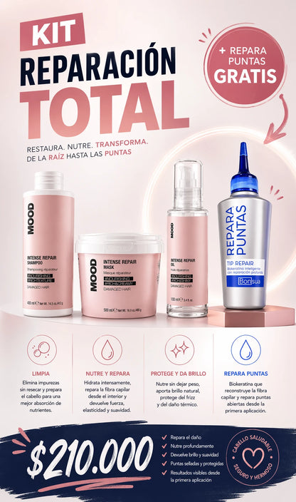 Kit Reparación Total + Repara Puntas GRATIS — ¡El combo que tu cabello merece!