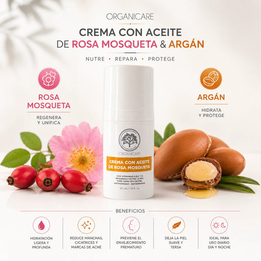 Crema Facial con Aceite de Rosa Mosqueta y Argán